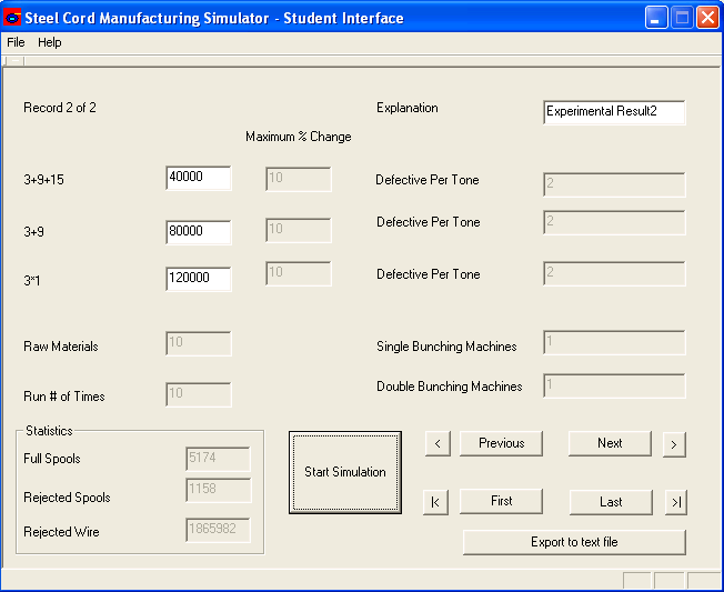 Visual for Development of an Interactive Simulation of Steel Cord Manufacturing for Industrial Engineering Education
